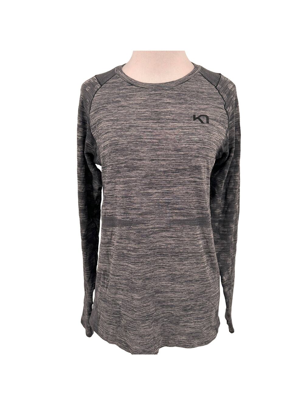 Kari Traa Marit Long Sleeve Grey Athletic Top T-Shirt Size Medium